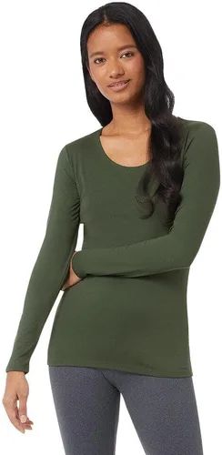 Vista 8 de 32 Degrees Camiseta ligera de capa base para mujer, manga larga, ajuste de forma, elástico en 4 direcciones, térmica Negro