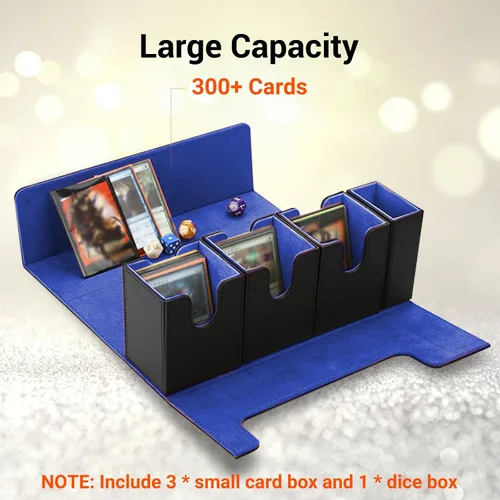 Vista 4 de Caja de cartas para MTG, 4 en 1 Commander Deck Box con bandeja de dados, caja de almacenamiento de tarjetas intercambiables con capacidad para más