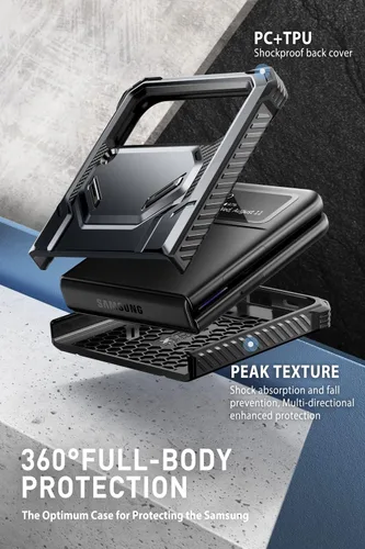 Vista 5 de i-Blason Armorbox Series - Funda para Samsung Galaxy Z Flip 4 5G (2022), funda resistente de cuerpo completo con reducción de impactos/parachoques