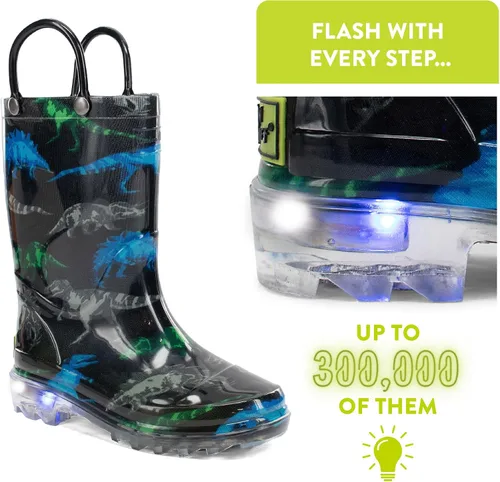 Vista 3 de Western Chief - Botas de lluvia impermeables, de PVC, con luz, para niños