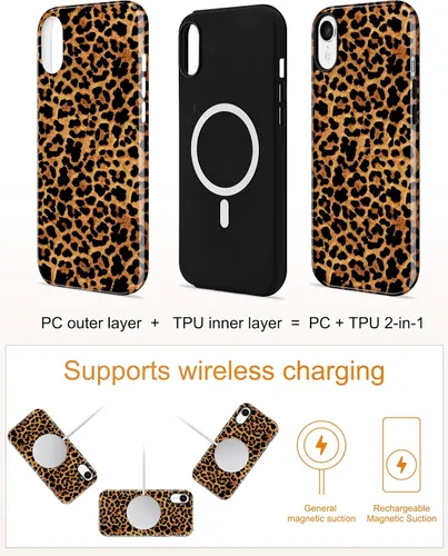 Vista 541 de Jusy Funda compatible con MagSafe con estampado de caparazón de tortuga marrón para iPhone 7/8/SE, cubierta protectora de TPU suave magnética
