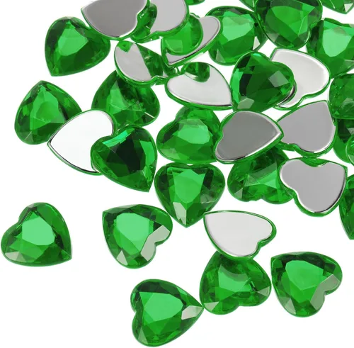 Vista 10 de MECCANIXITY 20 piezas de diamantes de imitación acrílicos de corazón de 0.787 pulgadas (0.787 in) con parte trasera plana, gemas de plástico