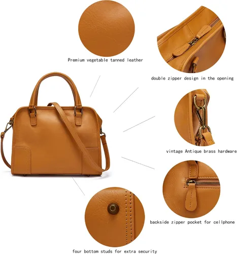 Vista 7 de blanco, marrón, cuero (Goatskin Clutch Off White+Brown Leather Top Handle Purter), Blanco, marrón