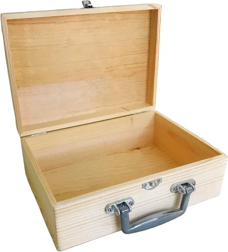 Vista 3 de Oojami Paquete de 2 cajas de almacenamiento de madera sin terminar con asa Ideal para almacenamiento Decora y personaliza
