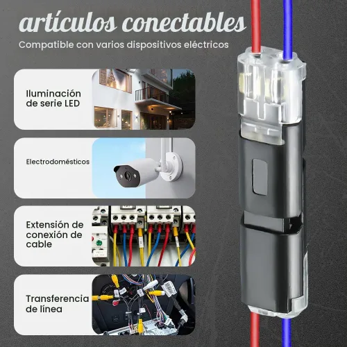 Vista 5 de Conector enchufable de doble cable con hebilla de bloqueo, conectores rápidos de alambre de bloqueo multiusos de clip rápido 2026, conectores