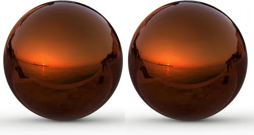 Vista 19 de Lulu Decor, bola de espejo de observación de cobre y acero inoxidable de 30,48 cm, globo de decoración de jardín con acabado suave y brillante