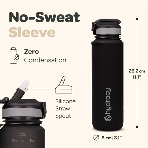 Vista 2 de Hydracy Botella de agua motivacional con marcador de tiempo y tapa con Gris (Space Grey)