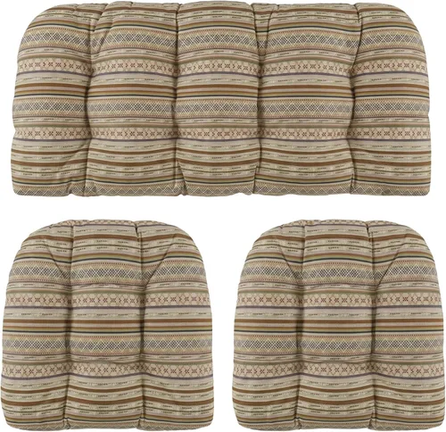 Vista 54 de RSH DECOR: Sunbrella - Juego de 3 cojines de mimbre copetudos 41 x 19 pulgadas y 19 x 19 pulgadas Fabricado con tela de rendimiento Sunbrella