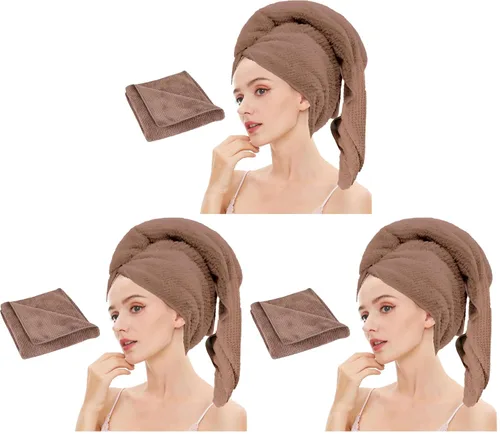 Vista 25 de Toalla de microfibra para el cabello de secado rápido, toallas de secado de pelo, adecuadas para todo tipo de cabello, ultra absorbente, cabello Azul