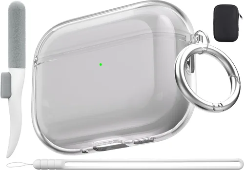 Vista 25 de Valkit - Funda transparente protectora para estuche de AirPods, con llavero, poliuretano termoplástico suave, a prueba de golpes, compatible
