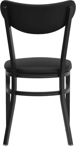 Vista 7 de Flash Furniture Wright - Juego de 2 sillas de comedor comerciales, respaldo de vinilo negro, asiento de vinilo negro, 500 libras, marco de acero