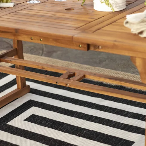 Vista 6 de Walker Edison Furniture Company - Mesa auxiliar rectangular para terraza al aire libre, madera de Chevron para todo tipo de clima, para Marrón