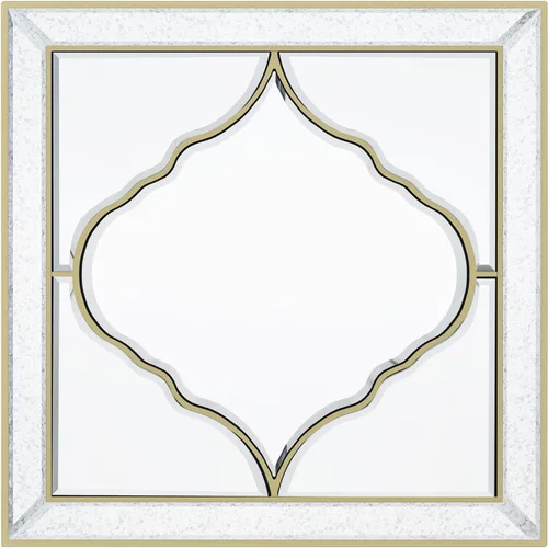 Vista 9 de Espejo de pared cuadrado de 32 pulgadas, borde biselado plateado, marco dorado, decoración artística de lujo