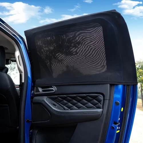 Vista 7 de Sombras para ventanas laterales traseras de auto para autos pequeños y medianos, juego de 2 protectores solares elásticos y transpirables con malla