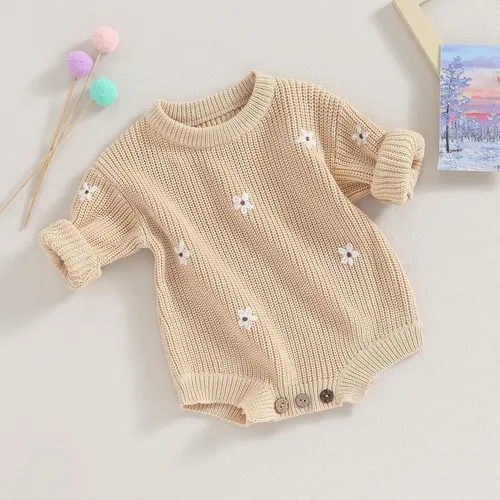Vista 2 de Douhoow Suéter de punto para bebé, sudadera de punto para bebé, niña, niño, sudadera para otoño e invierno