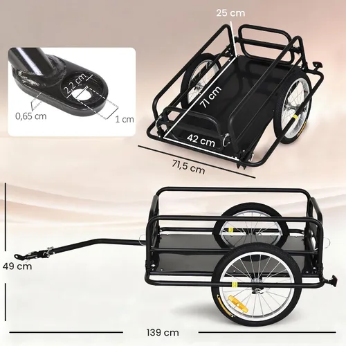 Vista 7 de Aosom – Remolque de carga/equipaje para bicicleta Wanderer, color negro