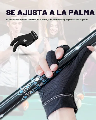 Vista 8 de KONLLEN Breathable Billiards Gloves, Left/Right Hand Negro-izquierda