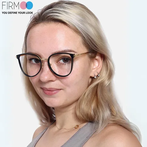 Vista 2 de Firmoo Lentes de bloqueo de luz azul, montura redonda retro, antifatiga ocular, anti UV400, lentes de computadora para mujeres y hombres, negro