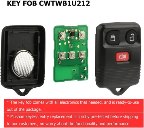 Vista 3 de Llavero para Ford F150 F250 F350 1998-2014, llave remota de automóvil de 3 botones sin llave, PN # CWTWB1U212, fácil programación y diseño duradero