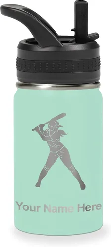 Vista 65 de LaserGram Botella de agua personalizada de 32 onzas, jugador de softbol Regalo grabado para jugadores de sóftbol, acero inoxidable aislado al vacío