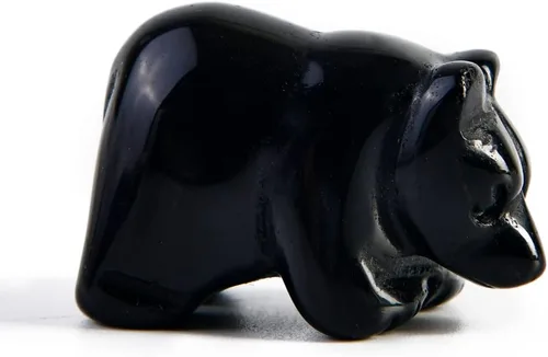 Vista 12 de YGLINE Figura de oso de cristal tallada a mano de 1,5 pulgadas tallada a mano