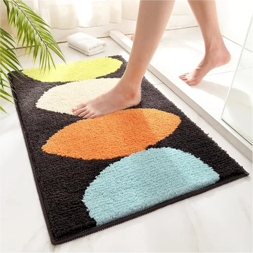 Vista 9 de Apeso Alfombra de baño con patrón de plantas, ultra absorbente, antideslizante, lavable a máquina, alfombra de felpa gruesa, microfibra suave