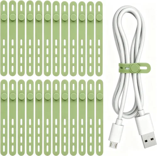 Vista 20 de Donruby 30 bridas de silicona para cables, reutilizables y lavables, con hebillas de bloqueo ajustables, correas de gestión de cables de alta