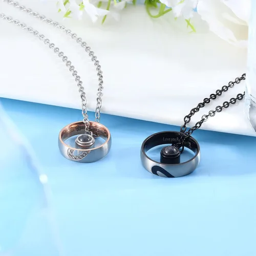 Vista 6 de ZELORES Collares a Juego para Parejas Collar con Colgante para Mujeres y Hombres Anillos de Promesa a Juego Juego de Colgantes Collar de Pareja