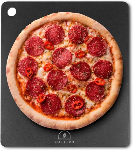 Vista 10 de Pizarra de madera de 12 pulgadas con tamaños grabados, tabla de cortar de pizza de bambú multiusos, cáscara de pizza de madera, espátula de pizza