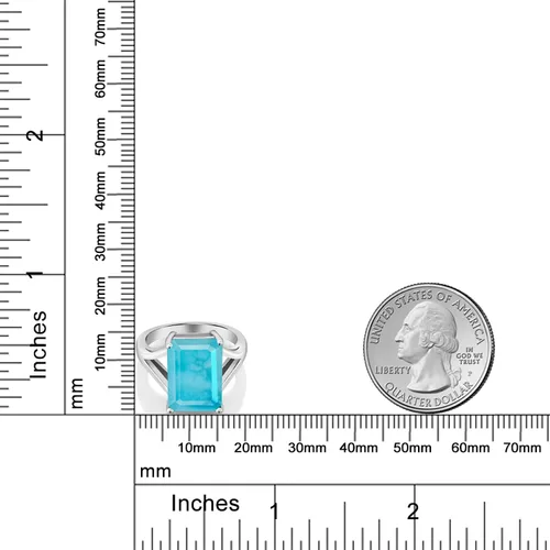 Vista 50 de Gem Stone King Anillo de compromiso solitario con piedra preciosa de corte esmeralda de 0.551 x 0.394 in para mujer, plata de ley 925, anillo