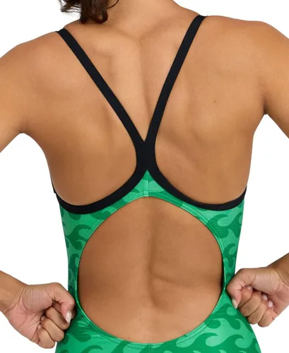 Vista 4 de ARENA Performance Ride The Wave - Traje de baño de una pieza para mujer con espalda descendente ligera MaxLife