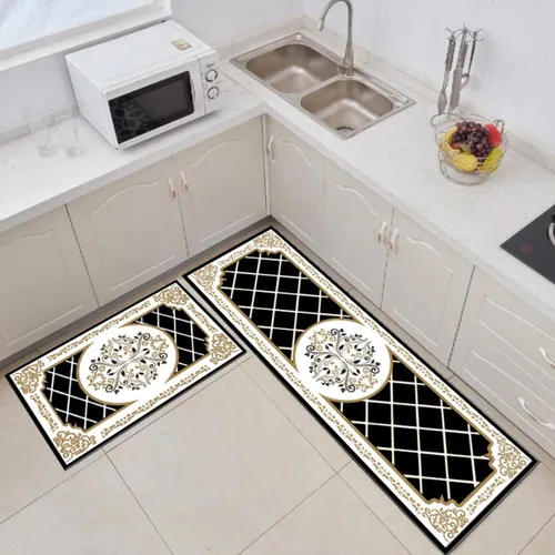Vista 7 de Alfombras de cocina coloridas para piso, alfombras de cocina antideslizantes, juego de tapetes de cocina de granja, alfombras y tapetes de cocina