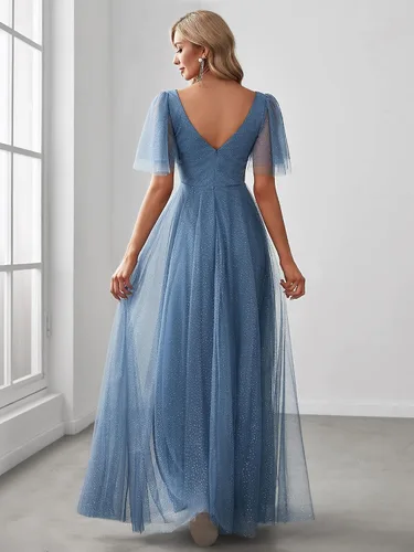 Vista 2 de Ever-Pretty Vestidos de dama de honor de tul de manga corta para mujer para boda 0278