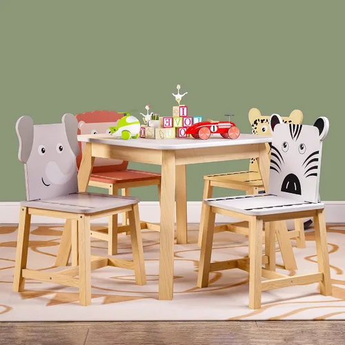 Vista 8 de Mesa de actividades de madera para niños+4 sillas para niño y niña Colorido
