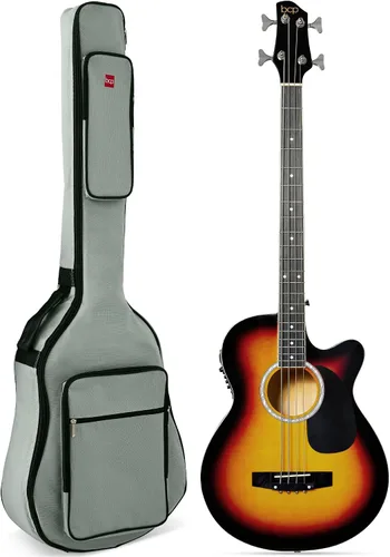 Vista 12 de Best Choice Products Guitarra Bajo Eléctrica Acústica, Tamaño Completo de 4 Cuerdas, Guitarra Bajo con Trastes con Funda de Transporte Acolchada
