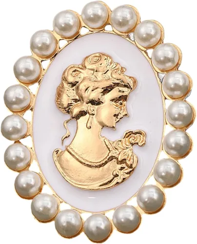Vista 5 de Broche de camafeo victoriano con diamantes de imitación y perlas para mujer, elegante joyería vintage para damas