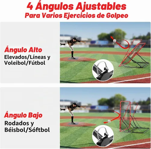 Vista 4 de Baseball Rebounder ,4x4.5FT Soccer Rebounder with 4 Adjustable Angles, 28 Bungee Cords to Adjust Elastic, Sports Equipment for