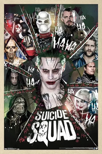 Vista 7 de Trends International DC Comics Movie - Escuadrón Suicida - Póster de pared circular, 14.725 x 22.375 pulgadas, versión enmarcada de madera de granero