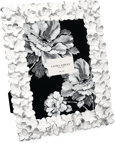 Vista 22 de Laura Ashley - Marco de fotos 4x4 negro con textura floral hecho a mano en resina con caballete y gancho para mesa y pared, diseño floral decorativo
