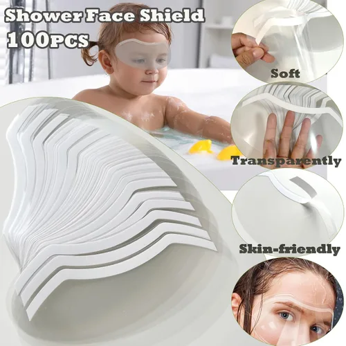Vista 5 de 100 piezas de protector facial y ocular para ducha después de la cirugía, protector ocular transparente desechable de plástico para ducha, protector
