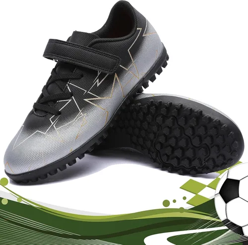Vista 2 de Timarmtr Zapatos de fútbol para niños y niñas, zapatos de fútbol de interior para niños y niñas, zapatos de fútbol profesionales atléticos