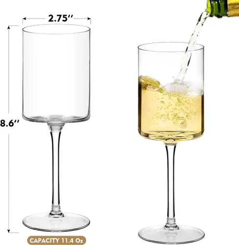 Vista 12 de Chouggo Juego de 6 copas de vino, cristal soplado a mano para vino tinto o blanco, 15 onzas, hechas a mano por artesanos, regalos para mujeres