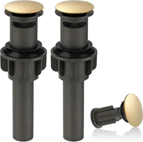 Vista 17 de ARCORA - Drenaje de lavabo con desbordamiento, tapón de lavabo de baño con varilla de elevación, drenaje mate negro para lavabo de recipiente