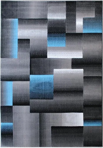 Vista 26 de Masada Rugs, Alfombra de Área Moderna Contemporánea, Azul Gris Negro (2 Pies X 3 Pies) Tapete