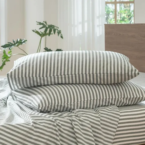 Vista 67 de MooMee Juego de 2 fundas de almohada de cuadros 100% algodón lavado con textura parecida al lino, transpirable, duradera, suave y cómoda