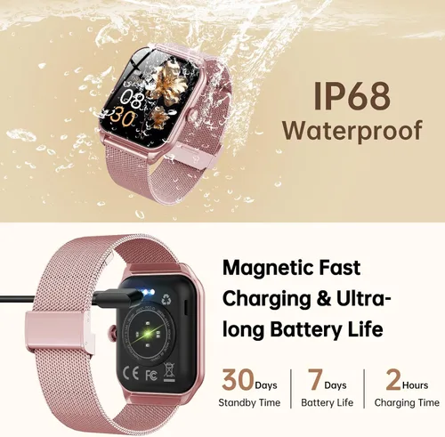 Vista 6 de Relojes inteligentes para mujer, rastreador de fitness HD de 1.83 pulgadas (respuesta/hacer llamadas), IP68 impermeable, más de 120 modos deportivos