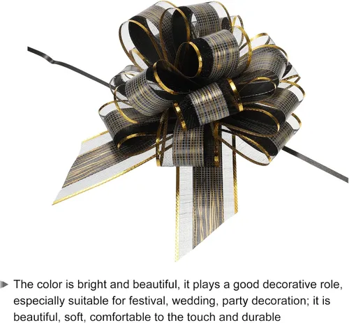 Vista 4 de MECCANIXITY 10 lazos grandes de organza de 7 pulgadas para envolver regalos, cintas de organza color negro para cestas de boda, regalos de fiesta