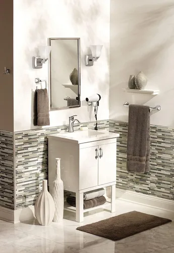 Vista 5 de Moen YB5161CH Voss - Accesorio de tocador de baño de doble montaje con 1 luz con vidrio esmerilado, cromado