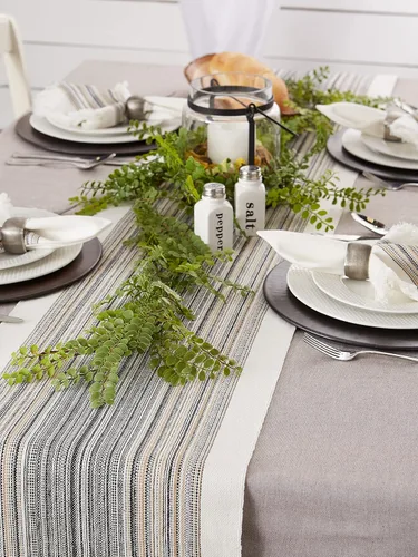 Vista 7 de DII Everyday Collection - Mantel de mesa con flecos, camino de mesa, 14 x 72 pulgadas, color negro