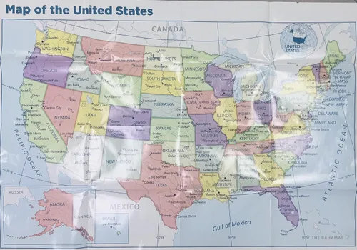 Vista 2 de Mapa de Estados Unidos tamaño póster de pared 40 x 28 pulgadas con ciudades, de Superior Mapping Company